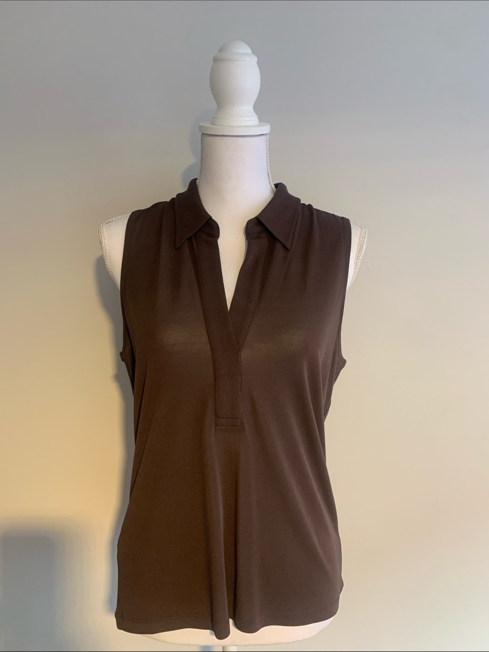 Calvin Klein 100% Silk Brown Blouse Sz M